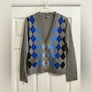 J. Crew Argyle Cardigan - Size Large - NWOT